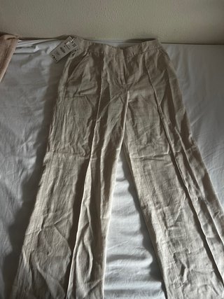 Pantalón safari lino Zara beige