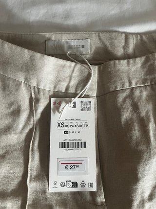 Pantalón safari lino Zara beige
