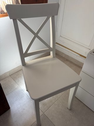 4 Silla Ikea Madera Blanca Rosentorp