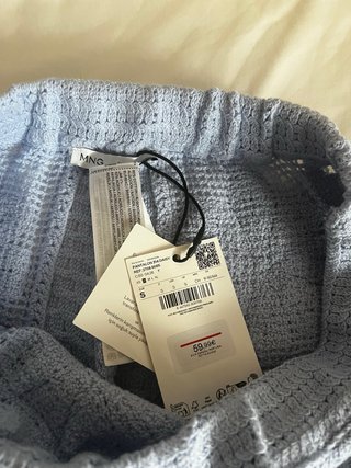 Pantalón recto bordado calado Mango
