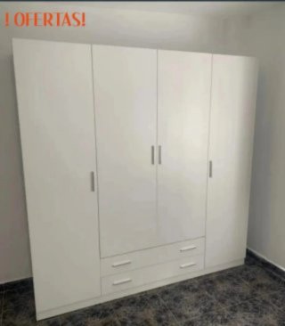 Armario Blanco 4 Puertas + Cajones