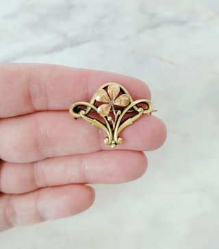 Broche auténtico Art Nouveau Oria. Broche trébol
