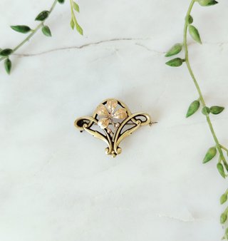Broche auténtico Art Nouveau Oria. Broche trébol