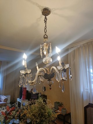Lámpara araña cristal tallado 5 brazos