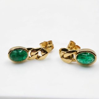 Pendientes Oro 18k y Esmeraldas Cabujón