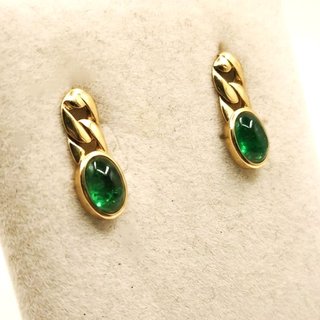 Pendientes Oro 18k y Esmeraldas Cabujón