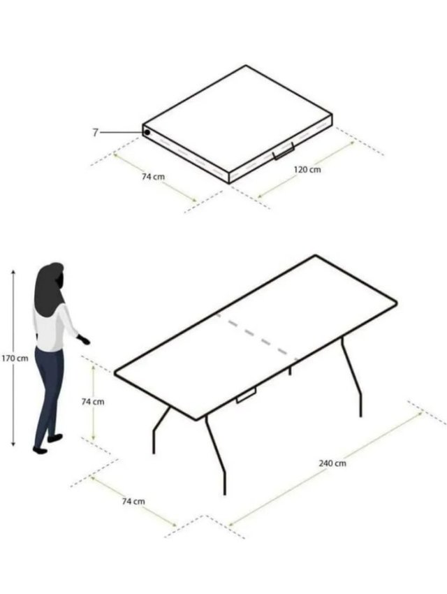 Gardiun Mesa Plegable 240x74x74 cm