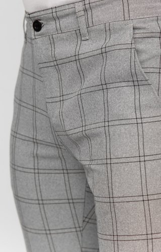 Pantalones Chinos Cuadros Gris Talla 32 (EU 40-42)