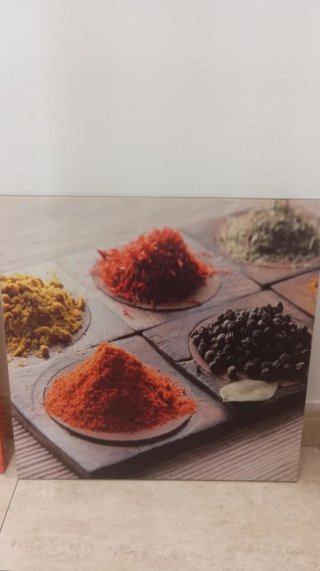 Conjunto cuadros cocina frutas y especias