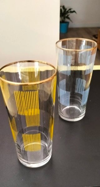 2 Vasos Vintage Colección Dorado