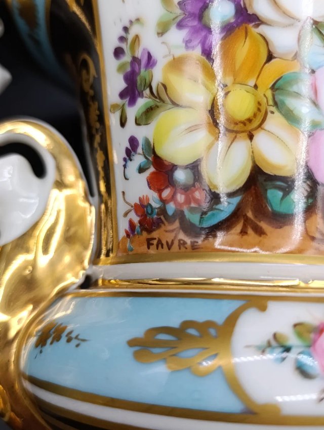 Pareja jarrones porcelana Sevres