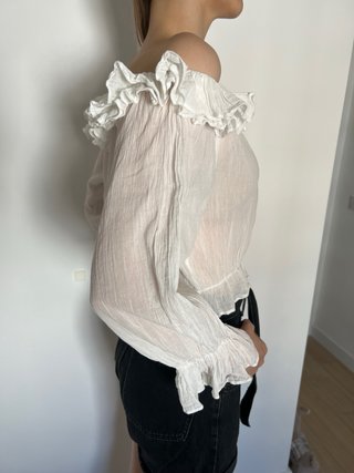 Blusa Zara palabra de honor M blanca