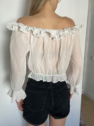 Blusa Zara palabra de honor M blanca