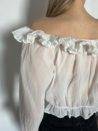 Blusa Zara palabra de honor M blanca