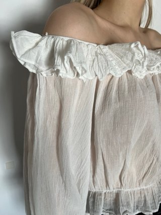 Blusa Zara palabra de honor M blanca