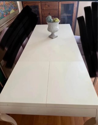 Mesa comedor rectangular blanca Estilo isabelino.