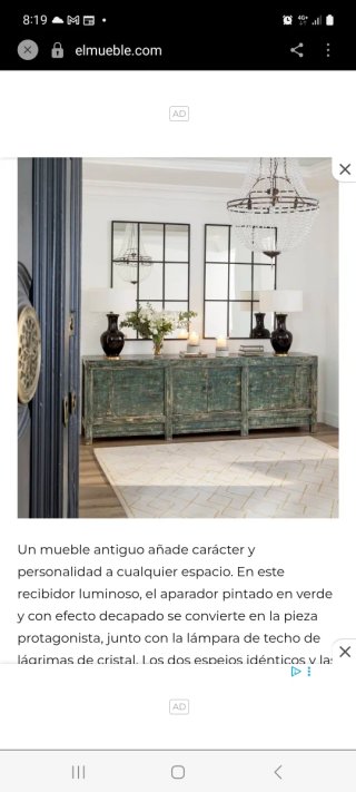 Consola Vitrina Armario Madera y Mármol