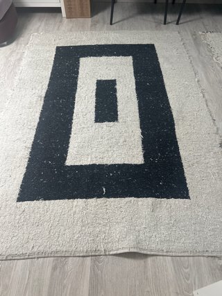 Alfombra Jarapa Lana Artesanal Negra y Blanca