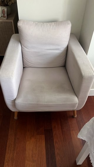 Sillón/Butaca Beige Tela y Madera