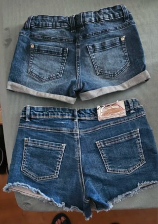 Shorts vaqueros niña con piña y lentejuelas.