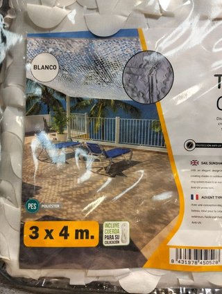Toldo Vela de Sombra Rectangular Faura Blanco 3 x 4 m Reversible Camuflaje