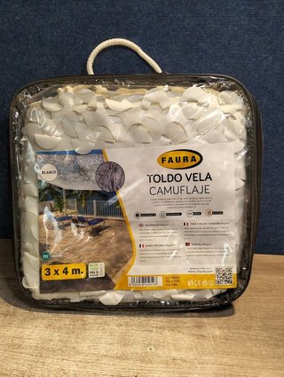 Toldo Vela de Sombra Rectangular Faura Blanco 3 x 4 m Reversible Camuflaje