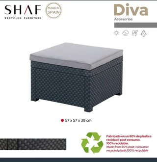 Puff Diva SHAF grafito con cojín 56x56x39 cm
