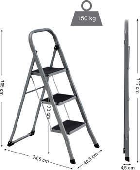 SONGMICS Escalera de Tijera 3 Peldaños