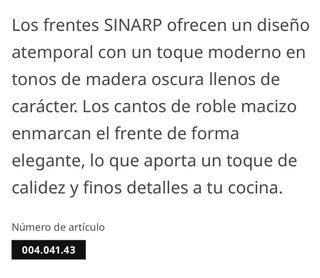 IKEA SINARP Panel Efecto Roble Oscuro 39x86cm