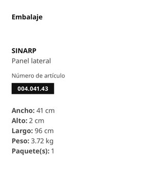 IKEA SINARP Panel Efecto Roble Oscuro 39x86cm