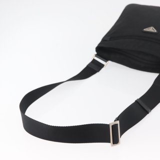 Borsa a tracolla PRADA in nylon nero e argento,