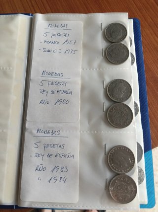 Álbum Monedas Pesetas 50, 25, 10, 5, 1, 0.5
