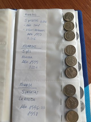 Álbum Monedas Pesetas 50, 25, 10, 5, 1, 0.5