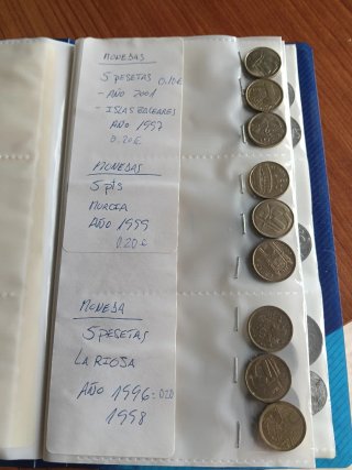 Álbum Monedas Pesetas 50, 25, 10, 5, 1, 0.5