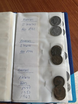 Álbum Monedas Pesetas 50, 25, 10, 5, 1, 0.5