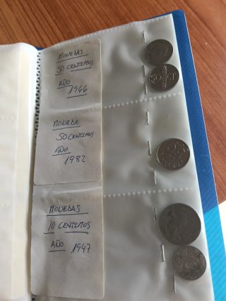 Álbum Monedas Pesetas 50, 25, 10, 5, 1, 0.5