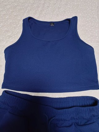 Conjunto Shein Talla M Azul.Top y pantalón algodón