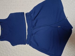 Conjunto Shein Talla M Azul.Top y pantalón algodón