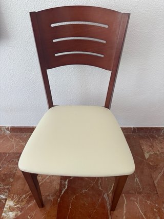 6 Sillas Madera Cerezo Tapizado Beige