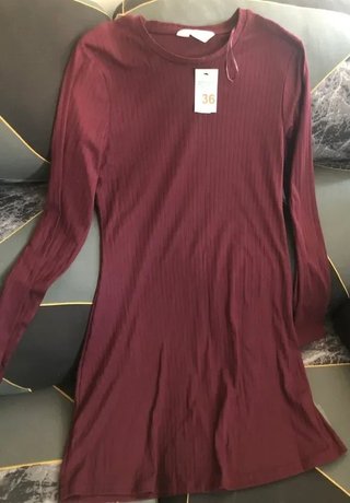 Vestido rojo de manga larga talla 36