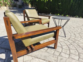 Conjunto 2 Sillas + Mesa Terraza Vintage Madera