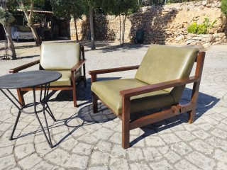 Conjunto 2 Sillas + Mesa Terraza Vintage Madera