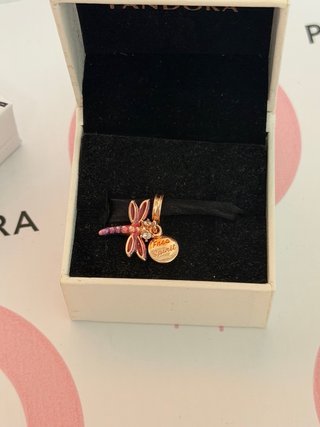 Pandora Doble Colgante Libélula Rosa