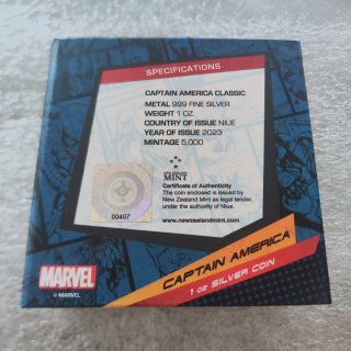 Moneda Plata Marvel Capitán América 1oz