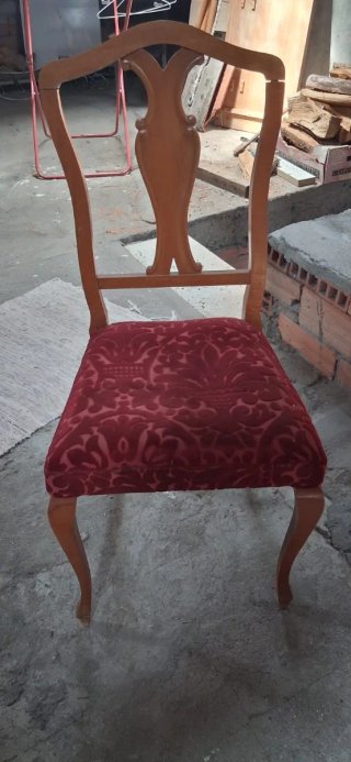 6 Sillas Vintage Madera Terciopelo