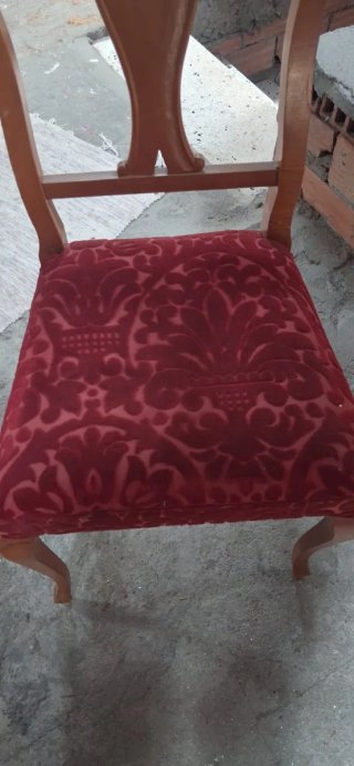 6 Sillas Vintage Madera Terciopelo