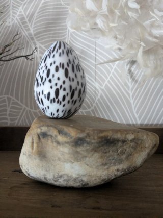 Huevo Murano Venezia Cristal Negro Blanco