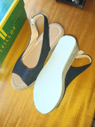 Sandalias de verano cuña negras talla 37