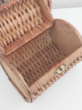 Bolso Cesta Cofre Mimbre Vintage Cilindrico