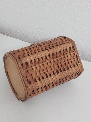 Bolso Cesta Cofre Mimbre Vintage Cilindrico